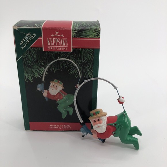 Hallmark Keepsake Christmas Ornament Hooked on Santa Fishing Artists Favorites - Picture 1 of 12